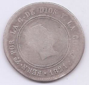 ESPAÑA FERNANDO VII DEL AÑO 1821 DE 10 REALES